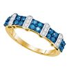 Image 1 : 0.70 CTW Blue Color Diamond Ring 10KT Yellow Gold - REF-40M4H