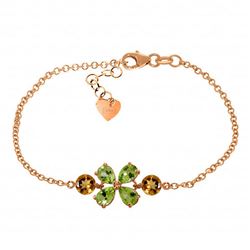 Genuine 3.15 ctw Peridot & Citrine Bracelet Jewelry 14KT Rose Gold - REF-56V4W