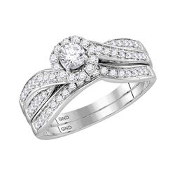 0.62 CTW Diamond Bridal Wedding Engagement Ring 14KT White Gold - REF-97M4H