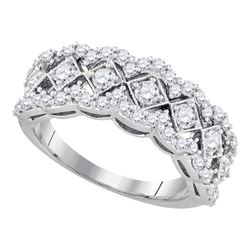 1.01 CTW Diamond Diagonal Square Ring 14KT White Gold - REF-87F2N