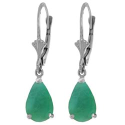 Genuine 2 ctw Emerald Earrings Jewelry 14KT White Gold - REF-43Y9F