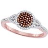 Image 1 : 0.25 CTW Red Color Diamond Circle Cluster Ring 10KT Rose Gold - REF-26K9W