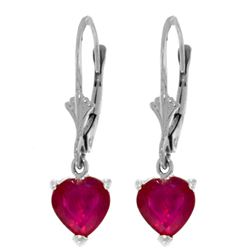 Genuine 2.9 ctw Ruby Earrings Jewelry 14KT White Gold - REF-39T3A