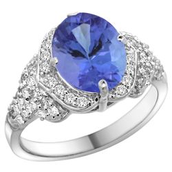 Natural 2.91 ctw tanzanite & Diamond Engagement Ring 14K White Gold - REF-148K7R