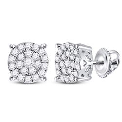 0.50 CTW Diamond Cluster Earrings 10KT White Gold - REF-37Y5X