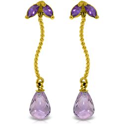 Genuine 3.4 ctw Amethyst Earrings Jewelry 14KT Yellow Gold - REF-21Z6N