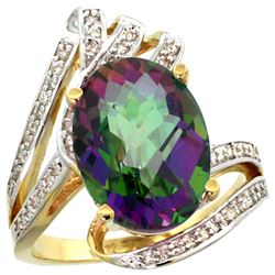 Natural 5.76 ctw mystic-topaz & Diamond Engagement Ring 14K Yellow Gold - REF-92R7Z