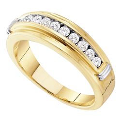 0.52 CTW Mens Channel-set Diamond Single Row Wedding Ring 14KT Two-tone Gold - REF-52M4H