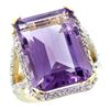 Image 1 : Natural 13.72 ctw amethyst & Diamond Engagement Ring 14K Yellow Gold - REF-81X3A