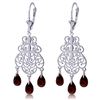 Genuine 3.75 ctw Garnet Earrings Jewelry 14KT White Gold - REF-58K3V