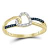 0.11 CTW Blue Color Diamond Captured Heart Ring 10KT Yellow Gold - REF-14X9Y