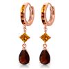 Genuine 5.15 ctw Garnet & Citrine Earrings Jewelry 14KT Rose Gold - REF-61M8T