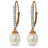 Genuine 8.3 ctw Pearl & Diamond Earrings Jewelry 14KT Rose Gold - REF-52A7K