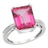 Natural 5.42 ctw Pink-topaz & Diamond Engagement Ring 14K White Gold - REF-61V9F