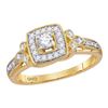 0.33 CTW Diamond Halo Bridal Engagement Ring 10KT Yellow Gold - REF-37N5F