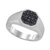 0.76 CTW Mens Black Color Diamond Octagon Cluster Ring 10KT White Gold - REF-49M5H