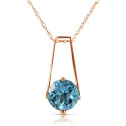 Genuine 1.45 ctw Blue Topaz Necklace Jewelry 14KT Rose Gold - REF-23Y8F