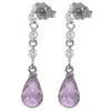 Genuine 3.3 ctw Amethyst & Diamond Earrings Jewelry 14KT White Gold - REF-42T9A