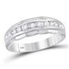 0.25 CTW Mens Diamond Single Row Grooved Wedding Ring 10KT White Gold - REF-24K2W