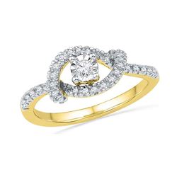 0.25 CTW Diamond Cradle Solitaire Promise Bridal Ring 10KT Yellow Gold - REF-24H2M