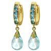 Genuine 6.85 ctw Blue Topaz Earrings Jewelry 14KT Yellow Gold - REF-49M6T
