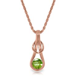 Genuine 0.65 ctw Peridot Necklace Jewelry 14KT Rose Gold - REF-73X7M