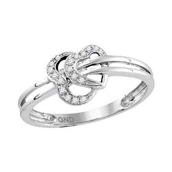 0.05 CTW Diamond Heart Love Ring 10KT White Gold - REF-14F9N