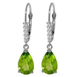 Genuine 3.15 ctw Peridot & Diamond Earrings Jewelry 14KT White Gold - REF-44F3Z