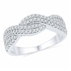 0.50 CTW Diamond Crossover Ring 10KT White Gold - REF-32F9N