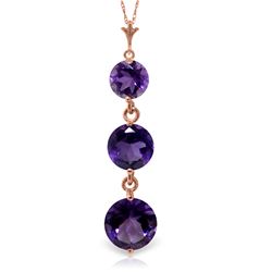 Genuine 3.6 ctw Amethyst Necklace Jewelry 14KT Rose Gold - REF-24A4K