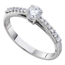 0.50 CTW Diamond Solitaire Bridal Engagement Ring 14KT White Gold - REF-82X4Y