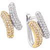 Image 1 : 0.50 CTW Diamond Bypass Huggie Hoop Earrings 14KT Two-tone Gold - REF-44N9F