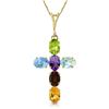 Genuine 1.50 ctw Multi-gemstones Necklace Jewelry 14KT Yellow Gold - REF-32Y8F
