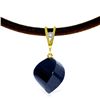 Genuine 15.26 ctw Sapphire & Diamond Necklace Jewelry 14KT Yellow Gold - REF-49W8Y