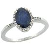 Natural 1.47 ctw Blue-sapphire & Diamond Engagement Ring 10K White Gold - REF-23W2K