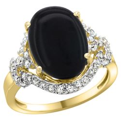 Natural 3.63 ctw onyx & Diamond Engagement Ring 14K Yellow Gold - REF-82R2Z