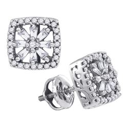 0.34 CTW Diamond Square Stud Earrings 14KT White Gold - REF-37M5H