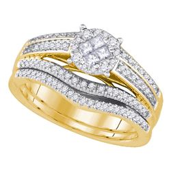 0.63 CTW Princess Diamond Soleil Bridal Engagement Ring 14KT Yellow Gold - REF-104N9F