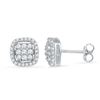 Image 1 : 0.50 CTW Diamond Square Cluster Earrings 10KT White Gold - REF-34H4M