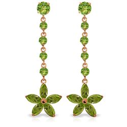 Genuine 4.8 ctw Peridot Earrings Jewelry 14KT Rose Gold - REF-56A8K