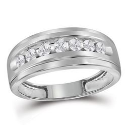 0.48 CTW Mens Diamond Wedding Ring 10KT White Gold - REF-37F5N