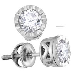 0.78 CTW Diamond Solitaire Screwback Stud Earrings 14KT White Gold - REF-86W2K