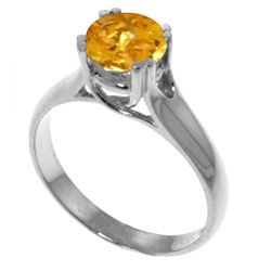 Genuine 1.10 ctw Citrine Ring Jewelry 14KT White Gold - REF-57A3K