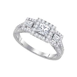 1 CTW Princess Diamond 3-stone Bridal Engagement Ring 14k White Gold - REF-134Y9X