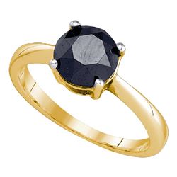 2.05 CTW Black Color Diamond Solitaire Bridal Ring 10KT Yellow Gold - REF-40F4N