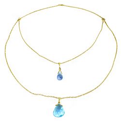 Genuine 7.5 ctw Blue Topaz Necklace Jewelry 14KT White Gold - REF-56M4T