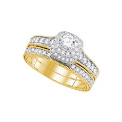 0.99 CTW Diamond Milgrain Bridal Wedding Engagement Ring 14KT Yellow Gold - REF-149F9N