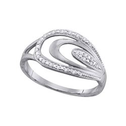 0.06 CTW Diamond Oval Fashion Ring 10KT White Gold - REF-12M2H