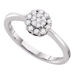 0.25 CTW Diamond Circle Flower Cluster Ring 14KT White Gold - REF-30Y2X