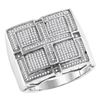 Image 1 : 0.57 CTW Mens Pave-set Diamond Square Cross Cluster Ring 10KT White Gold - REF-82X4Y